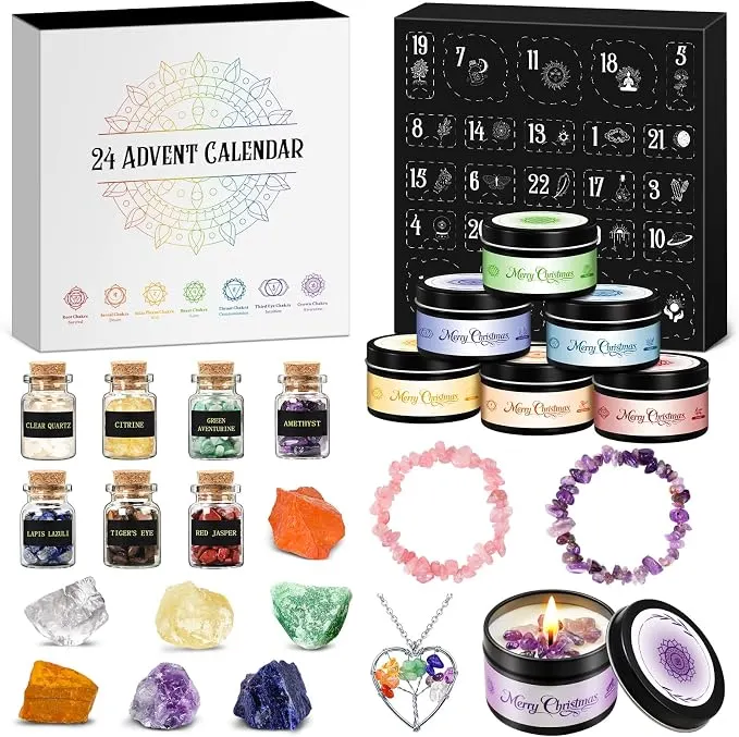 Calendario de Adviento de velas aromáticas y minerales