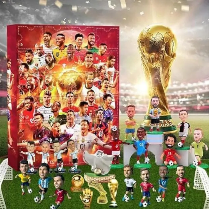 Calendario de Adviento de fútbol con 24 figuras 3D