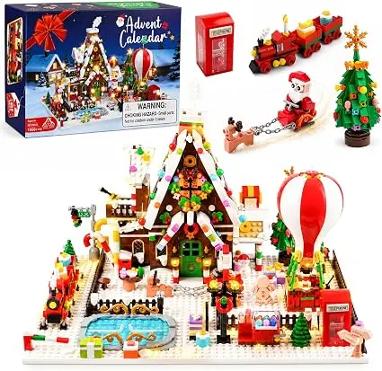Calendario de Adviento casa de jengibre con luz
